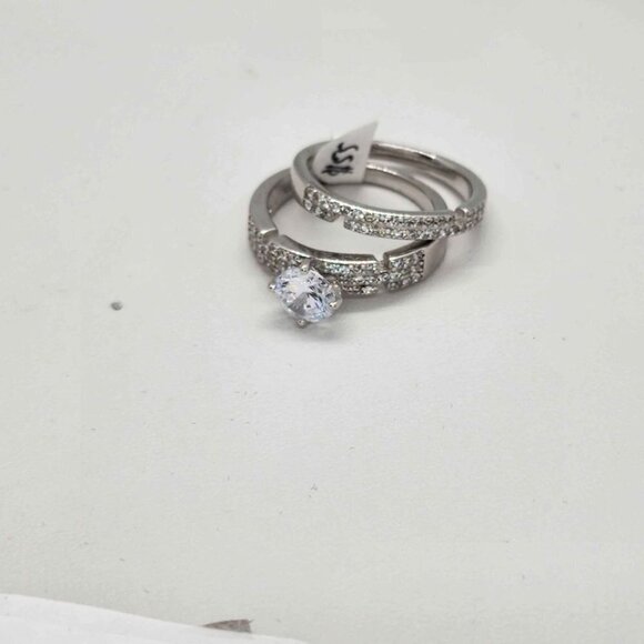 BRAND NEW  Sterling Silver 925 Gemstone 2 Pcs Ring - Picture 1 of 4